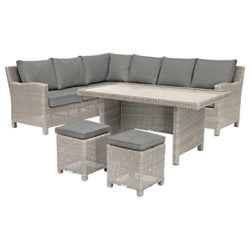 KETTLER Palma 7 Seater Corner Set With Glass Top Table Whitewash